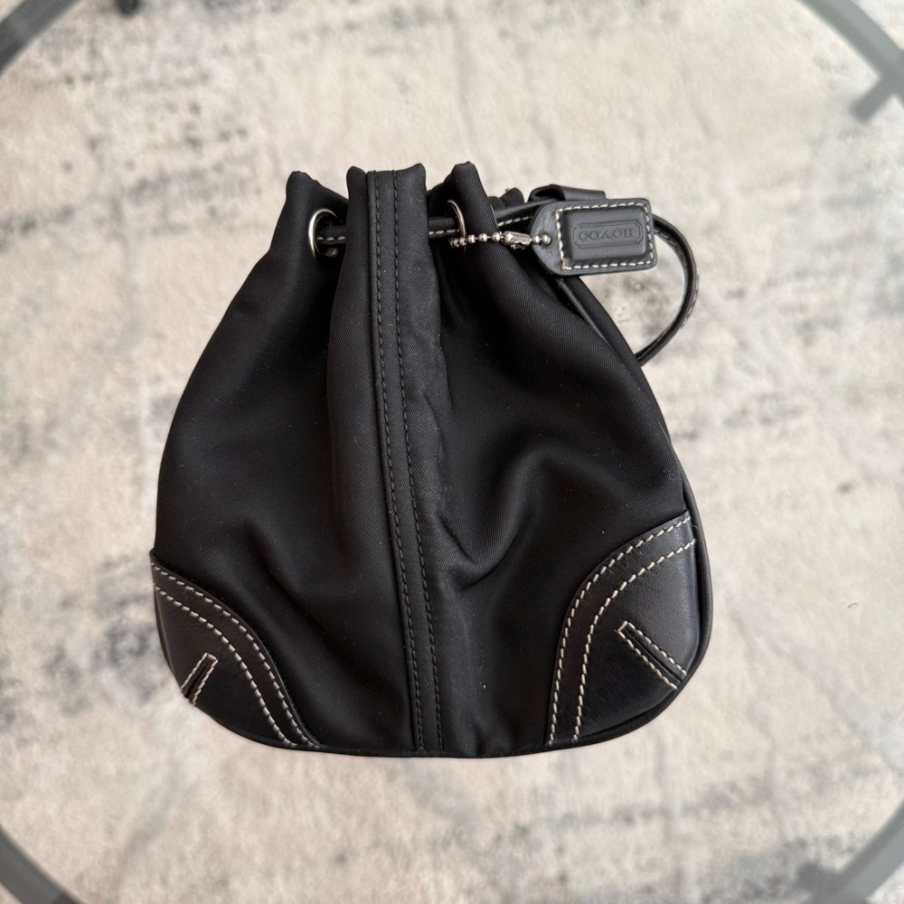 Vintage Coach Black Mini Drawstring Bucket Bag